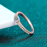 Moissanite Round Cut Rose Gold Small Diamond Rings; Band Ring-RM067