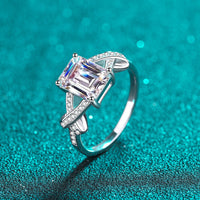 Emerald Cut Brilliant Moissanite Rings; Rectangle Moissanite Wedding Ring - RM059