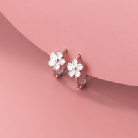 Flower Small Hoop Huggie Earrings-SH028