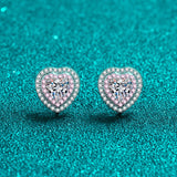 Moissanite Solitaire Heart Shape Stud Earrings, Pink Moissanite Studs Earrings-EM040