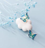 Gold Green Paint Butterfly stud earrings - SS082