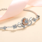 Moissanite Bracelet; Rose Flower Diamond-BM011