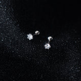 Solitaire CZ 6 Prongs Screw back Studs Earrings -ESB022