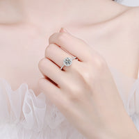 Moissanite 4-Prongs Round Cut Engagement Ring; Crown Diamond Solitaire Ring-RM045