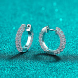 Moissanite Medium Hoop Eaarings, Latch Back Huggie Earring-EM032