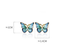 Gold Green Paint Butterfly stud earrings - SS082