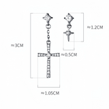 Asymmetry Cross Drop Studs Earrings-ECZ029