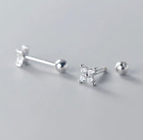 Small 4 Petals Flower Screw Backs Studs Earrings - ESB019