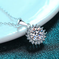 Solitaire Flower Moissanite Silver Necklace-NM003