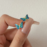 Gold Green Paint Butterfly stud earrings - SS082