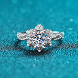 Solitaire Moissanite 1ct Statement Ring, Snowflakes Shape Engagement Ring- RM058