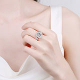 Emerald/Radiant Cut Statement Ring; Yellow Canary Pink Clear Brilliant Moissanite Wedding Ring- RM057