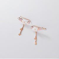 Pink Flower Crawler Earrings -EOS012