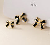 Cute Black Bow Studs Earrings - SS070