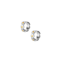 Daisy Flower Wide Hoop Huggie Earrings-SH051