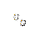 Daisy Flower Wide Hoop Huggie Earrings-SH051