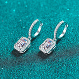 Wedding Jewelry Huggie with Solitaire Moissanite Diamond Dangle Earrings -EM038