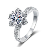 Solitaire Moissanite 1ct Statement Ring, Snowflakes Shape Engagement Ring- RM058