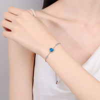 Blue Silver Heart Bracelet on modeling