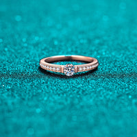 Moissanite Round Cut Rose Gold Small Diamond Rings; Band Ring-RM067