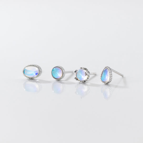 Opal Clear Blue White Stone Stud earrings - SS071