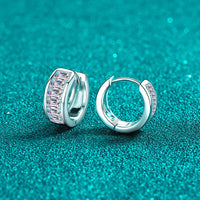 Moissanite Huggies, Solid Silver Diamonds Wide Huggie Earrings -EM033