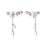 Pink Flower Crawler Earrings -EOS012