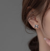 Cute Black Bow Studs Earrings - SS070