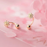 Small flower drop Screw back Studs Earrings - ESB018