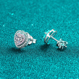 Moissanite Solitaire Heart Shape Stud Earrings, Pink Moissanite Studs Earrings-EM040