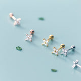 Small 4 Petals Flower Screw Backs Studs Earrings - ESB019