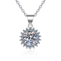 Solitaire Flower Moissanite Silver Necklace-NM003