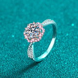 Moissanite Pink Rose Flower Petals Engagement Ring- RM060