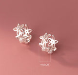 Silver Flower Cuff/Solid Silver Cuff/Ear Climber Cuff Earrings-SS063