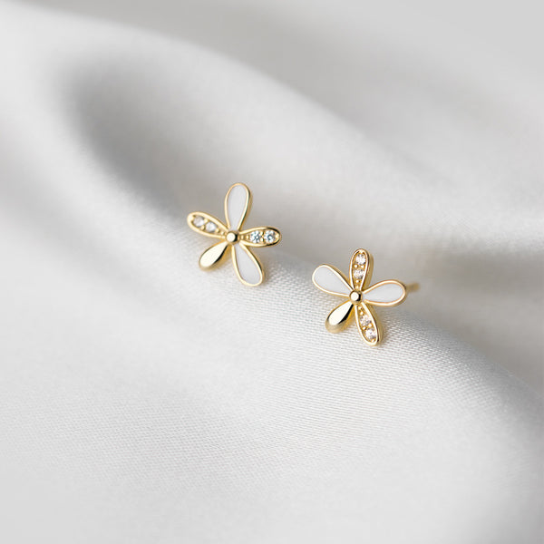 Yellow Flower Small Daisy Stud Earrings - SS089