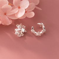 Silver Flower Cuff/Solid Silver Cuff/Ear Climber Cuff Earrings-SS063