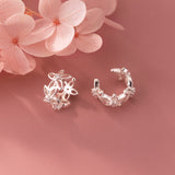 Silver Flower Cuff/Solid Silver Cuff/Ear Climber Cuff Earrings-SS063