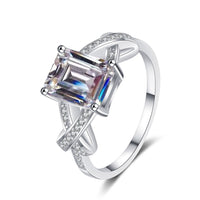 Emerald Cut Brilliant Moissanite Rings; Rectangle Moissanite Wedding Ring - RM059