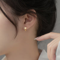 Flower Small Hoop Huggie Earrings-SH028