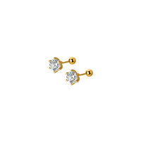 Solitaire CZ 6 Prongs Screw back Studs Earrings -ESB022