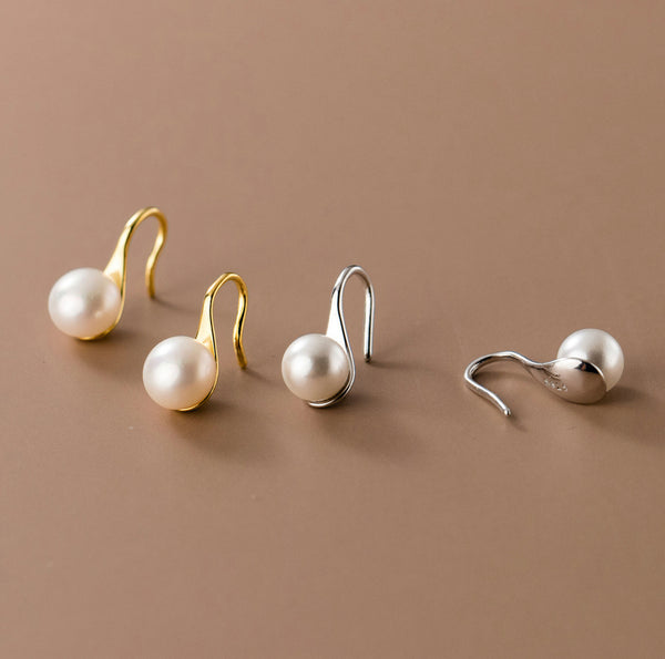 Pearl Drop Hook Earrings-EOS011