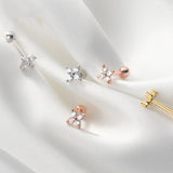 Small 4 Petals Flower Screw Backs Studs Earrings - ESB019