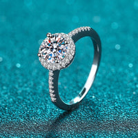 Moissanite 4-Prongs Round Cut Engagement Ring; Crown Diamond Solitaire Ring-RM045