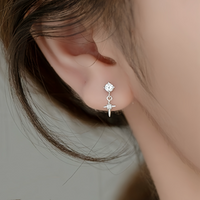 Asymmetry Cross Drop Studs Earrings-ECZ029