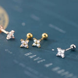 Small 4 Petals Flower Screw Backs Studs Earrings - ESB019