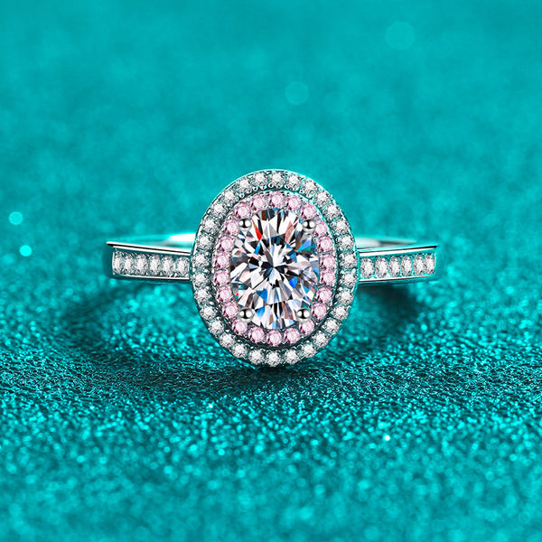 Moissanite Pink Rose Oval Engagement Ring- RM068