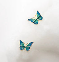 Gold Green Paint Butterfly stud earrings - SS082