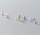 Small 4 Petals Flower Screw Backs Studs Earrings - ESB019