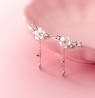 Pink Flower Crawler Earrings -EOS012