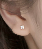 Small 4 Petals Flower Screw Backs Studs Earrings - ESB019